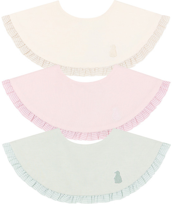 코니 프릴빕 아기 턱받이 3종 세트, A, 1세트