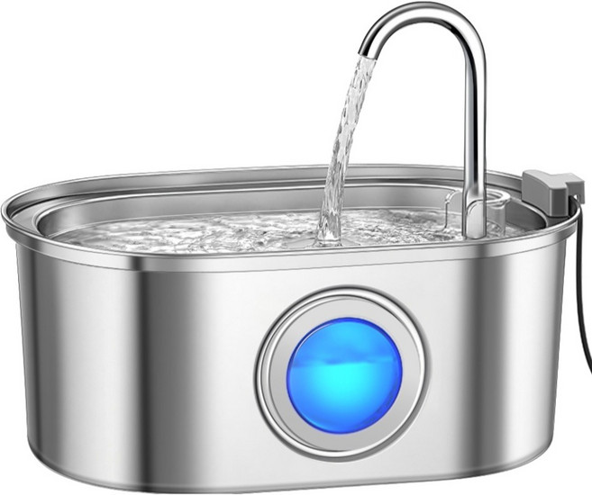 로제코 반려동물 투명창 자동급수기, 1개, 스테인리스