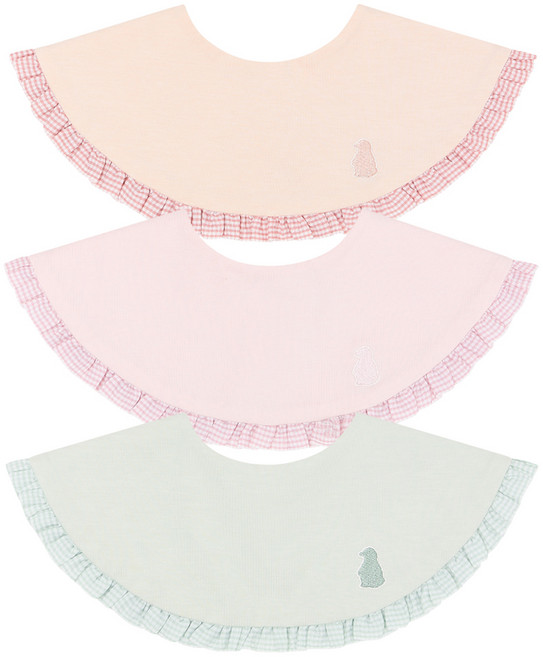 코니 프릴빕 아기 턱받이 3종 세트, C, 1세트