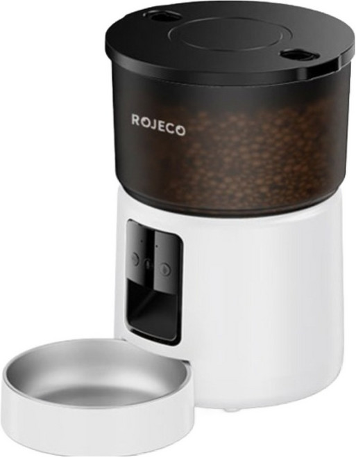 로제코 반려동물 와이파이 앱지원 자동급식기, 1개, 화이트 + 반투명블랙, 3L