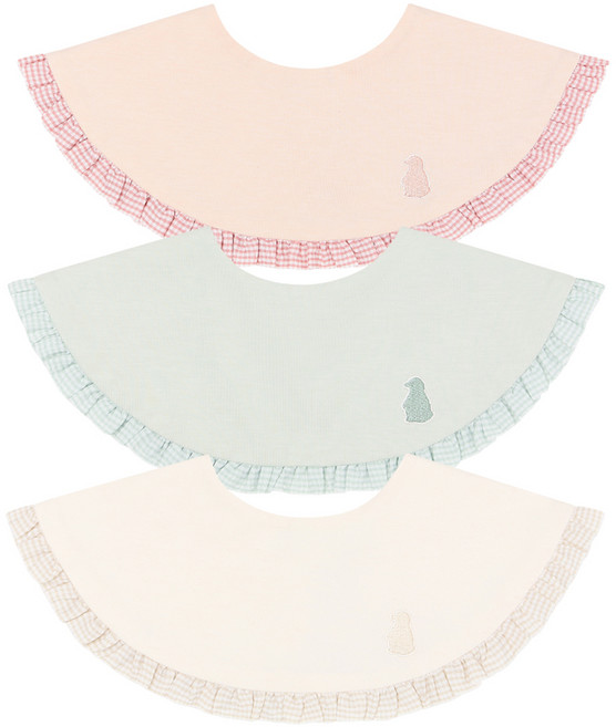 코니 프릴빕 아기 턱받이 3종 세트, B, 1세트