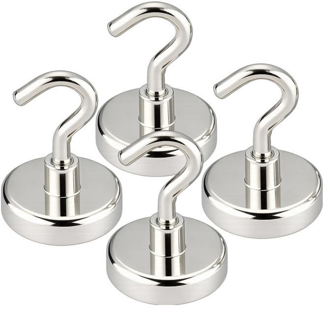 동그라미 초강력 후크고리 네오디움 자석 32mm, 실버, 4개