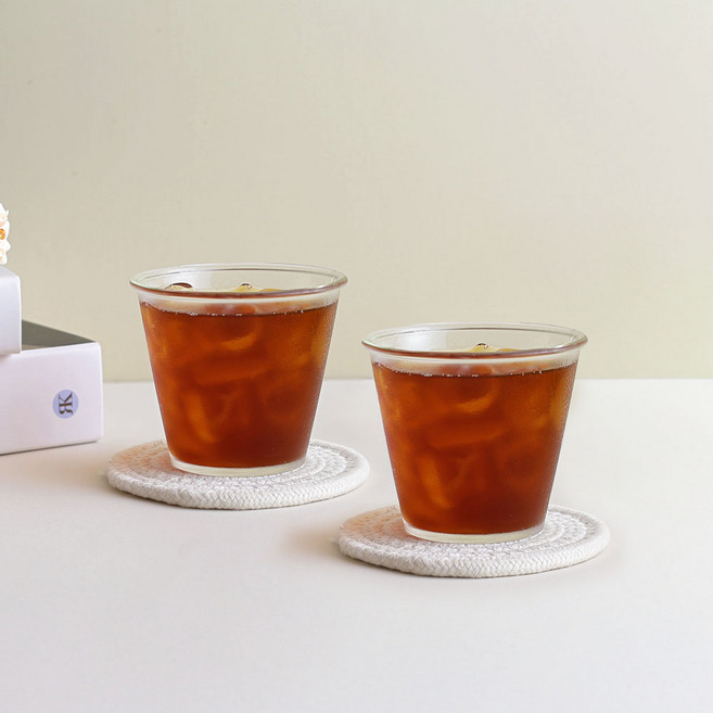 마카 VC 102 내열 브이 언더락 컵 210ml, 투명, 2개