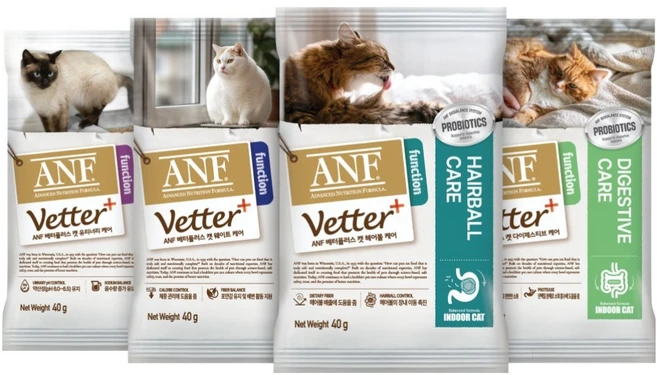 ANF 베터플러스 캣 사료 샘플 4종 x 40g 세트, 1세트, 신장/요로, 체중관리, 헤어볼, 소화 - 쿠팡