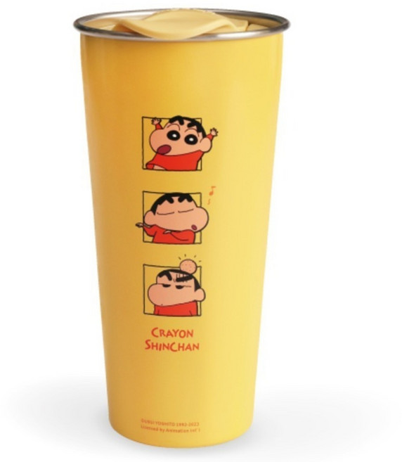 norns 蠟筆小新不鏽鋼保溫隨行杯, 黃色, 1個, 500ml