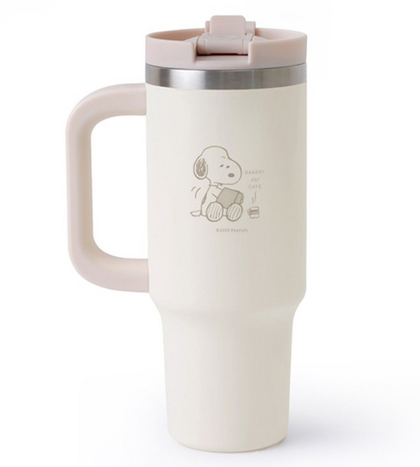 norns Peanuts史努比雙飲手把保溫杯, 白色, 1個, 887ml