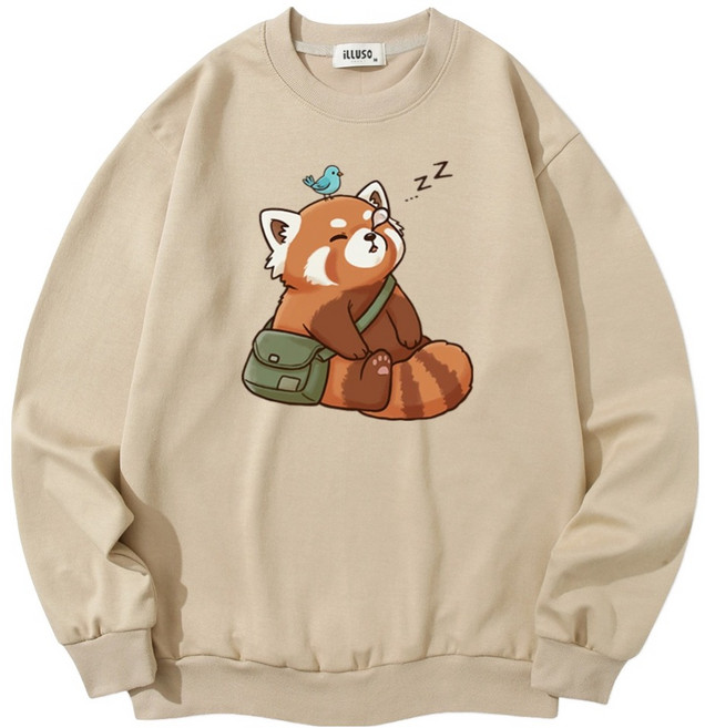 일루소 남녀공용 소프트 특양면 슬리핑레서팬더 맨투맨