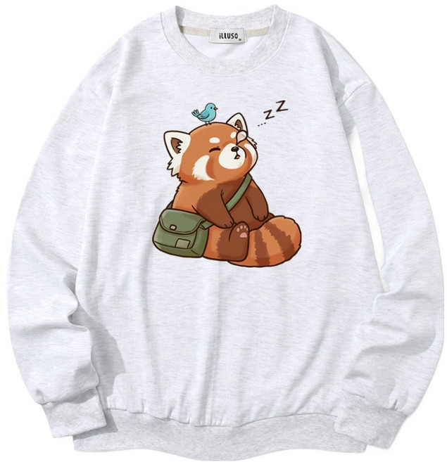 일루소 남녀공용 소프트 특양면 슬리핑레서팬더 맨투맨