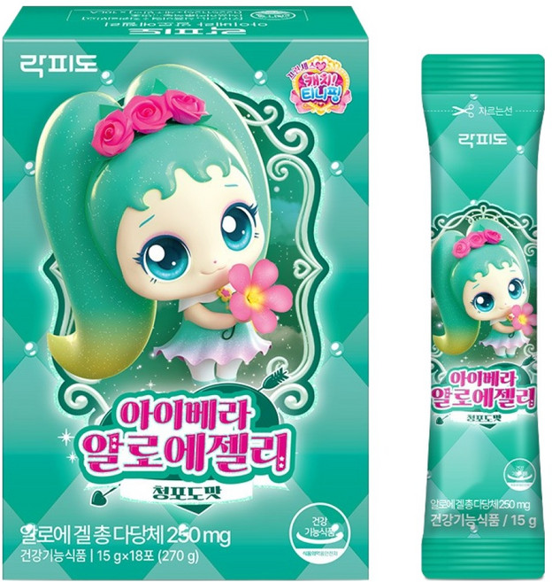 락피도 아이베라 알로에젤리 18p, 270g, 1개, 청포도맛