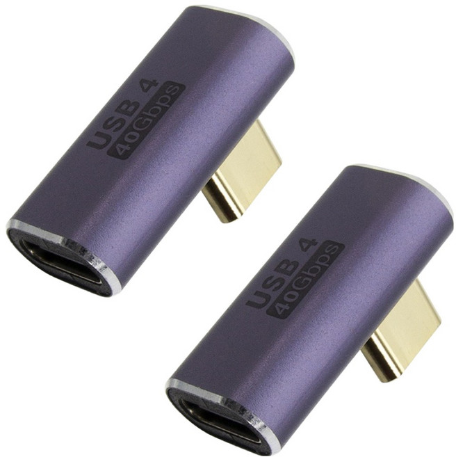 에이치디탑 USB4 C타입 8K 고속 데이터 100W 충전 측면꺾임 연장 젠더, 2개, HT-CL006