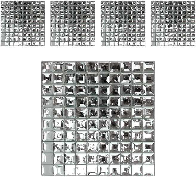 MONESPACE 鏡面馬賽克磁磚 30mm, 磨邊 銀色(銀鏡), 5個