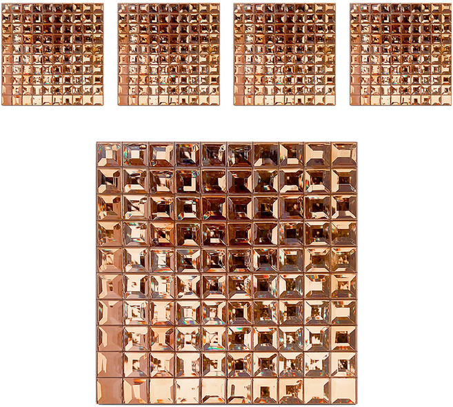 MONESPACE 鏡面馬賽克磁磚 30mm, 磨邊 棕色(粉紅鏡), 5個