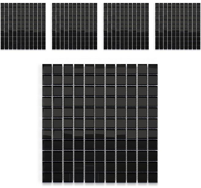 MONESPACE 鏡面馬賽克磁磚 25mm, 黑色(深黑鏡), 5個