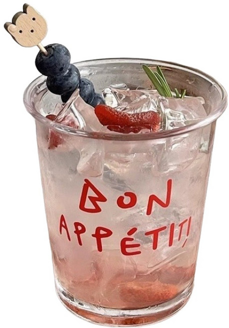 빛나리 트렌디한 레터링 커피 차가운음료 사진이 잘나오는 유리컵 300ml, 레드, 2개