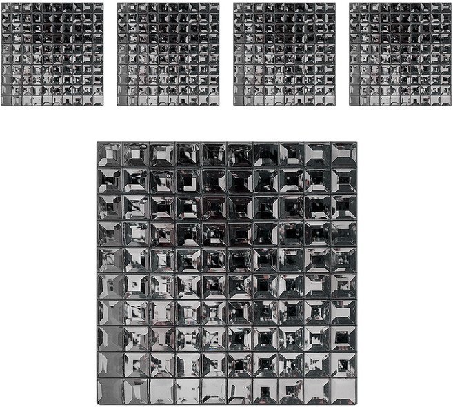 MONESPACE 鏡面馬賽克磁磚 30mm, 磨邊 灰色(淺黑鏡), 5個