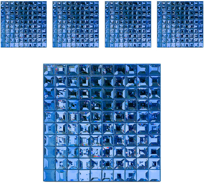 MONESPACE 鏡面馬賽克磁磚 30mm, 磨邊 藍色(青光), 5個