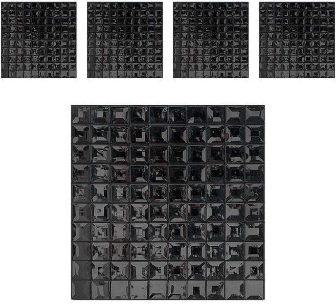 MONESPACE 鏡面馬賽克磁磚 30mm, 磨邊 黑色(深黑鏡), 5個