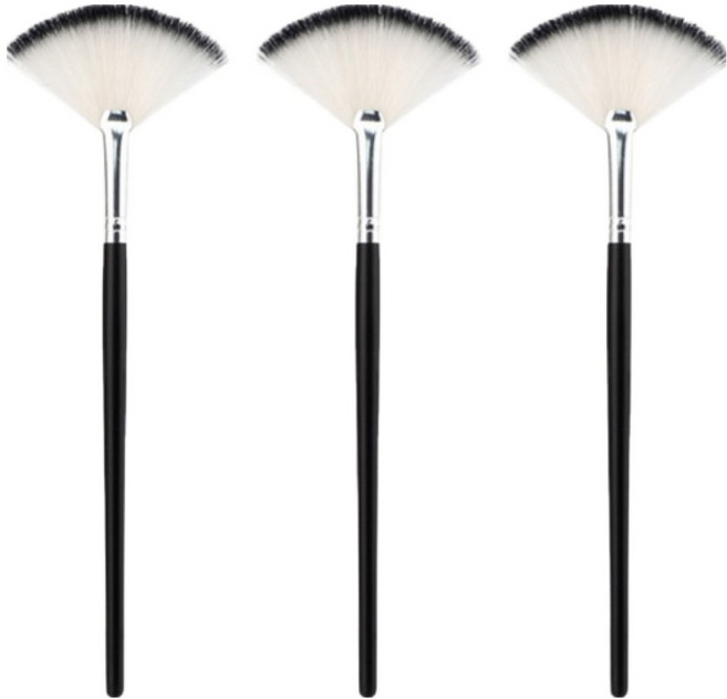 올웨일리 뷰티 하이라이터 팬 브러쉬 26TSP3744 3p 세트, 1세트, 실버