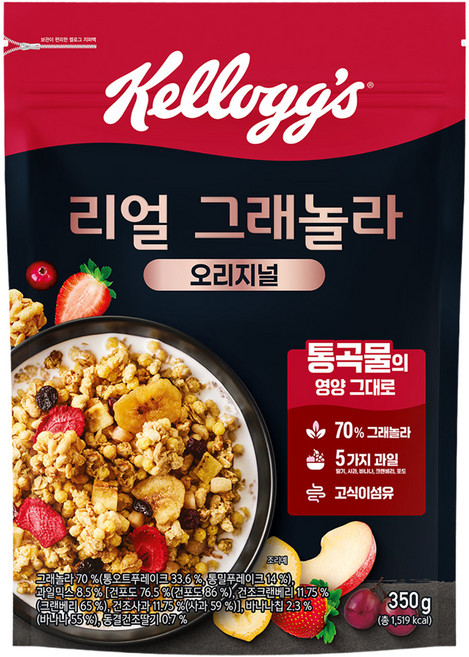 켈로그 리얼 그래놀라 오리지널 시리얼, 350g, 1개