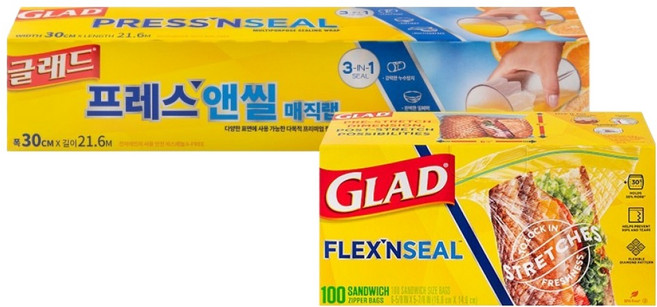 GLAD 佳能 神奇保鮮膜 一般型 + 彈性三明治神奇保鮮袋 100入組, 1套