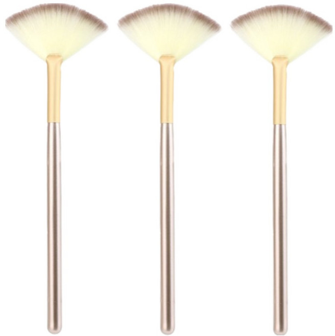 올웨일리 뷰티 하이라이터 팬 브러쉬 26TSP3744 3p 세트, 1세트, 골드