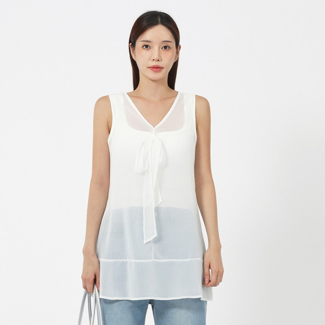 엘쏘 시스루 레이어드 슬리브리스 원피스