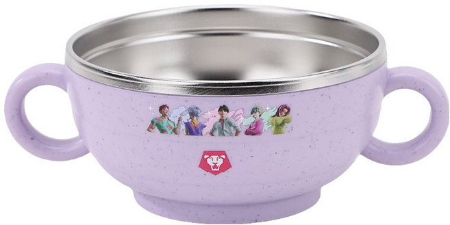 릴팡 더볼 케이팝 데몬 헌터스 항균 식기세척기용 스텐 대접 사자보이즈, 혼합색상, 1개