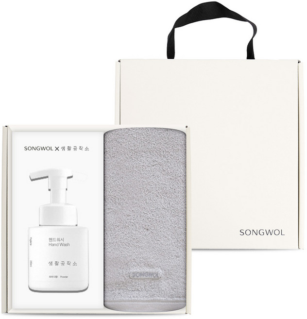 松月毛巾 × 生活工匠 Prism 飯店毛巾 170g 30支精梳棉 + 洗手乳 250ml 禮盒組, 淺灰色, 1套