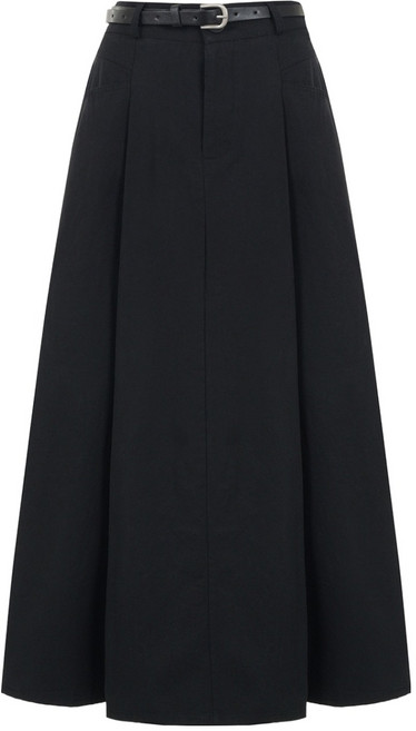 에이비플러스 여성용 A라인 미디 스커트 벨트 LSA5MS34