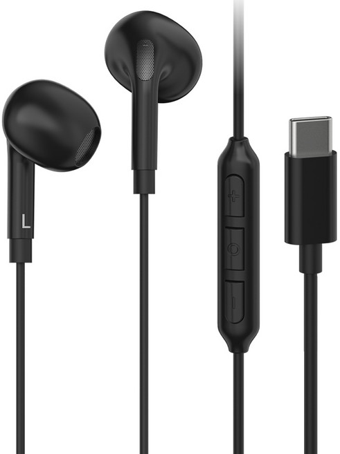 아이리버 갤럭시 애플 아이폰 컴퓨터 노트북 호환 C타입 오픈형 유선 이어폰, 블랙, IDP-G809