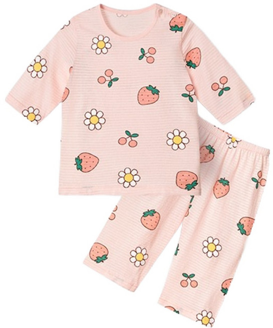 유니프랜드 딸기 7부 내의 상하의 세트