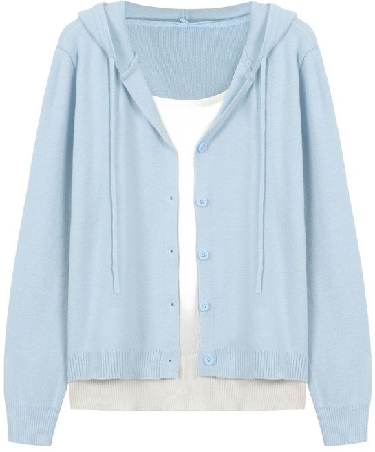 에이비플러스 여성용 후드 레이어드 니트 가디건 LSA1MW52