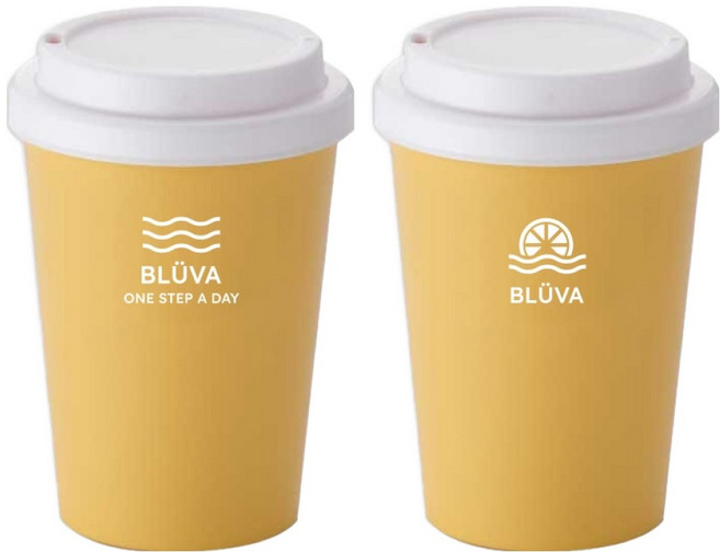 블루바 불투명 리유저블 텀블러 300ml x 2종 + 캡 2p 세트, 블루 웨이브 옐로우 + 트로피컬 옐로우, 1세트