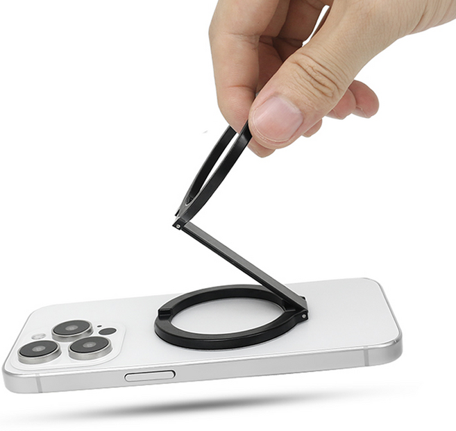 굿밸류 메가자력 양면자석 맥세이프 링홀더 휴대폰 거치대, 블랙, 1개