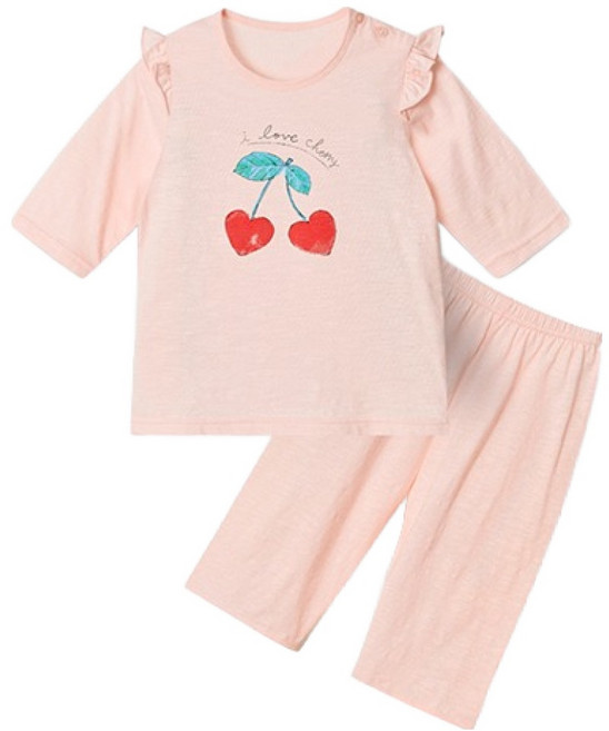 유니프랜드 드로잉 체리 7부 내의 상하의 세트