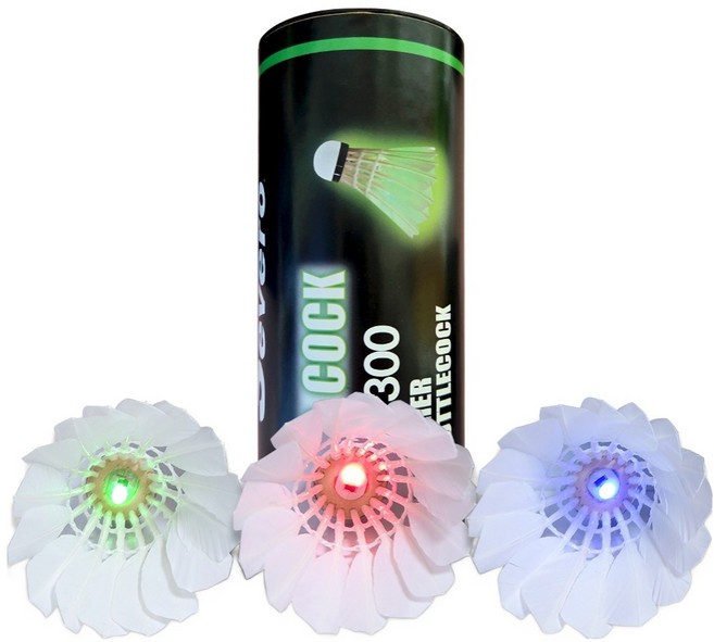 세베로 LED 야광 깃털 셔틀콕 SFL300, 혼합색상, 1개, 3개입