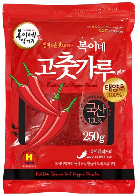 복이네먹거리 국내산 보통맛 김치용 태양초 고춧가루, 250g, 1개