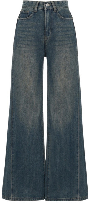 에이비플러스 여성용 기본/롱 기장 사이드 절개 와이드 데님 팬츠 LSA5MP4