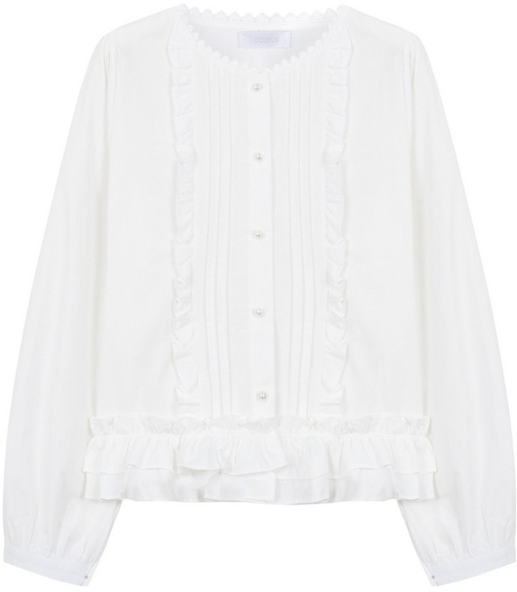 에이비플러스 여성용 프릴 핀턱 블라우스 LSA1MB36