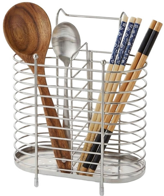 쿠쏘 고급 스테인리스 물빠짐 수저통 15.5 x 15.5 cm, 1개