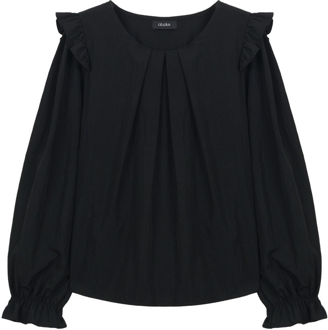 에이비플러스 여성용 숄더 러플 핀턱 블라우스 LSA1MB35