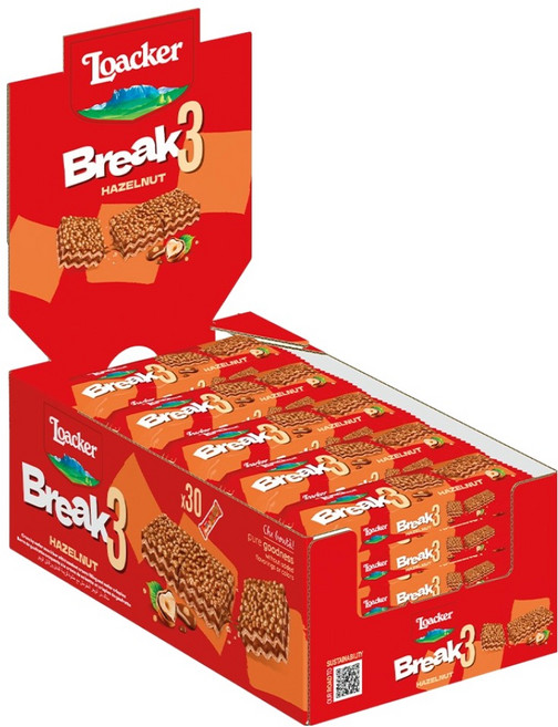 로아커 브레이크3 헤이즐넛 초콜릿 웨이퍼 스낵바, 19g, 30개
