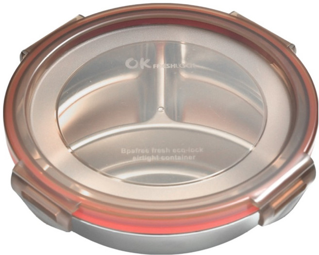 씨엠와이케이 국내산 스텐 304 원형 멀티 업소용 나눔 소분 반찬용기 3칸 2호 600ml, 1개