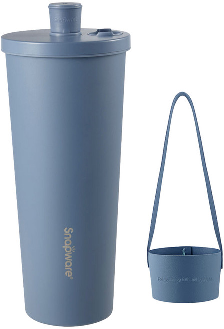 Corelle Brands 康寧餐具 輕瓷保溫保冰跳跳吸管杯, 湖泊藍, 1個, 850ml