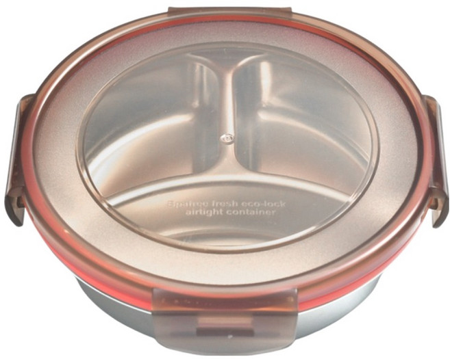 씨엠와이케이 국내산 스텐 304 원형 멀티 업소용 나눔 소분 반찬용기 3칸 1호 350ml, 1개