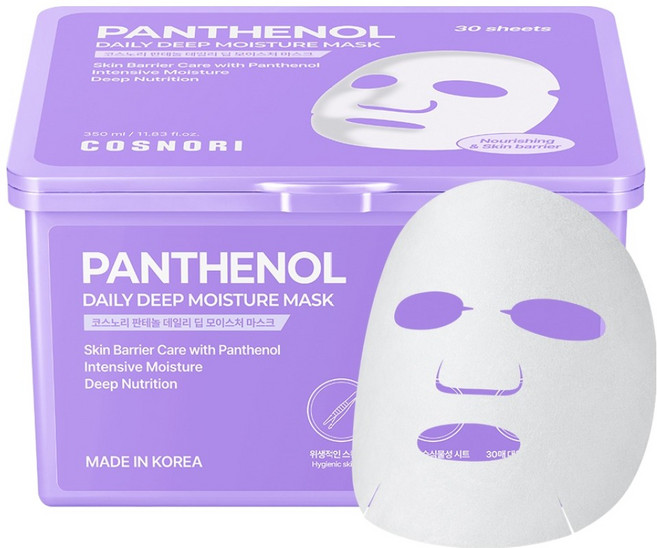 COSNORI 泛醇肌膚彈力日常深層保濕面膜, 1個, 30入