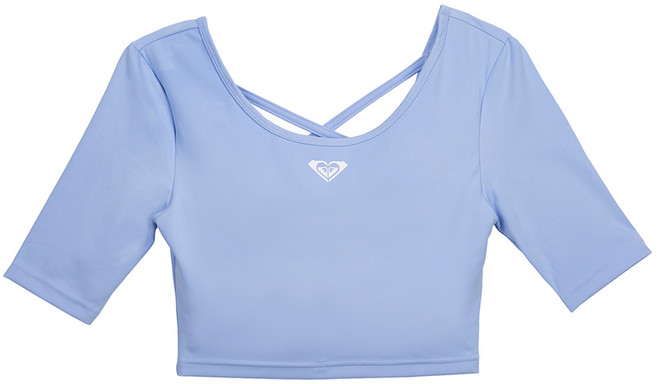 록시 여성용 슬림핏 반팔 크롭 래쉬가드 RE21RE293BHG