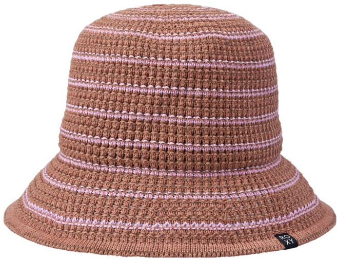 록시 여성용 스트라이프 크로셰 버킷햇 RE23HT223BRN, 브라운