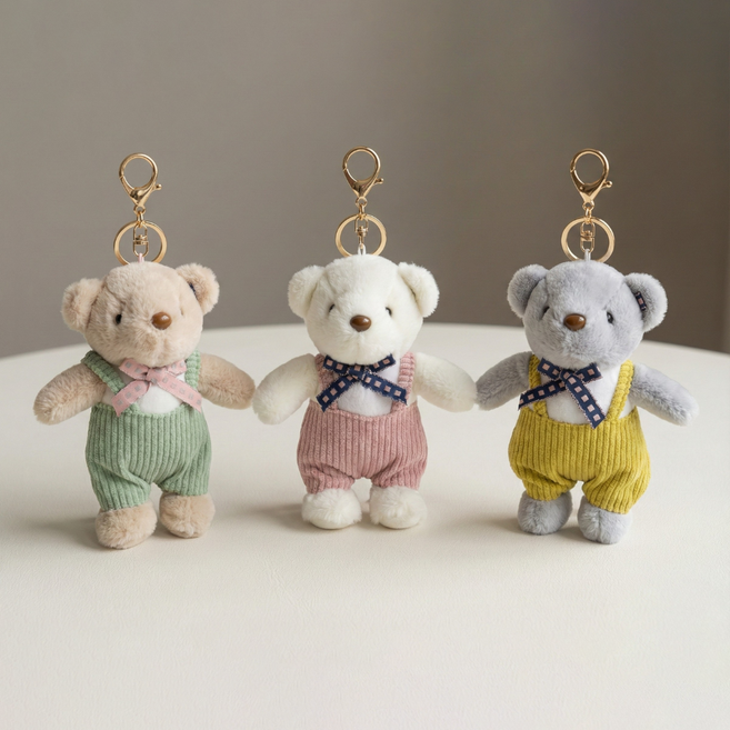 금홍팬시 곰돌이 인형키링, 민트, 핑크, 머스타드, 3개, 150mm