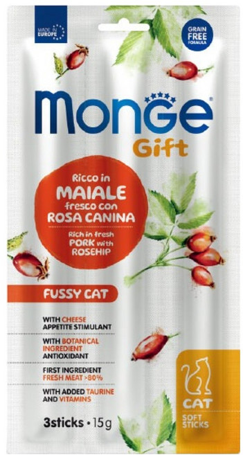 몬지 고양이 기프트 그레인프리 뉴트리션 스틱 퍼시캣, 15g, 1개, 혼합맛(돼지/로즈힙)